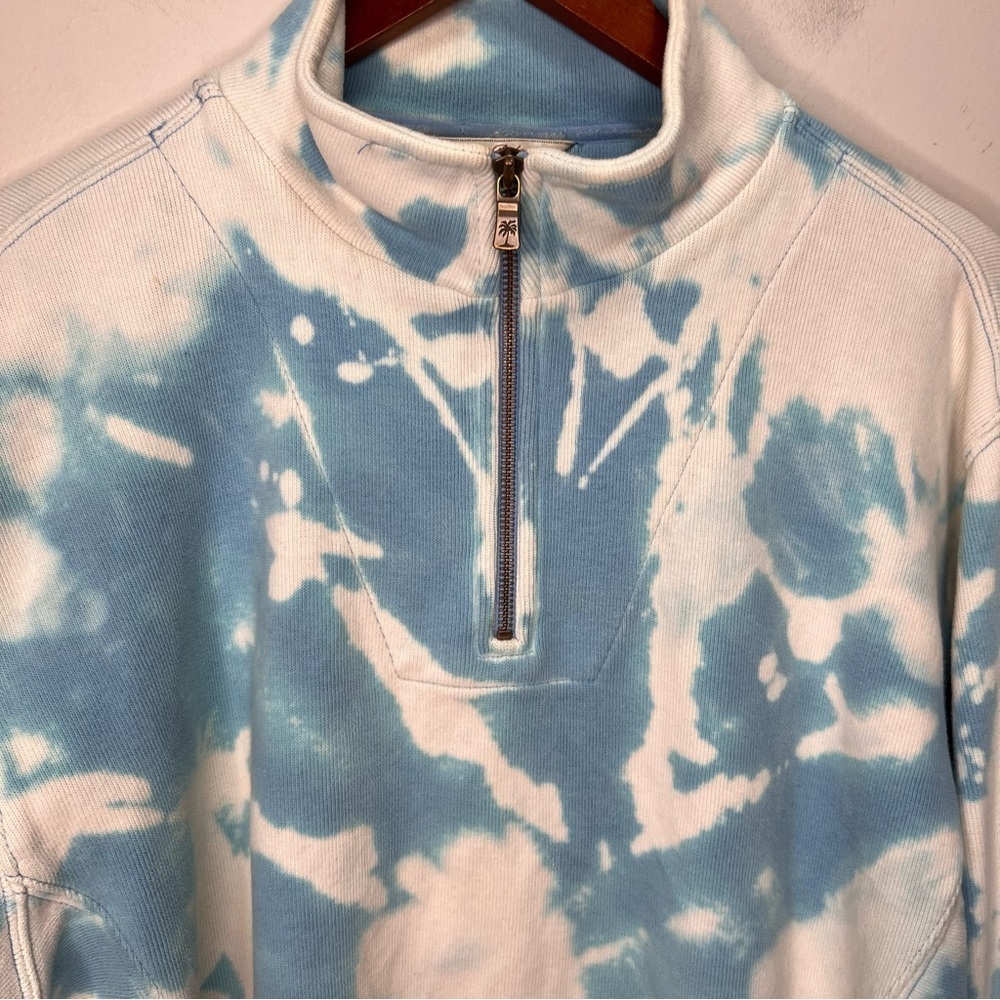 Tommy Bahama Blue & White Tie Dye 1/4 Zip Pullover Sweater Size Large - Picture 4 of 11